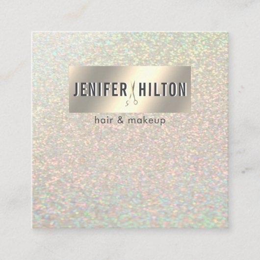 ミニマルプロフェッショナル金ゴールド箔美容師 スクエア名刺 (正面)
