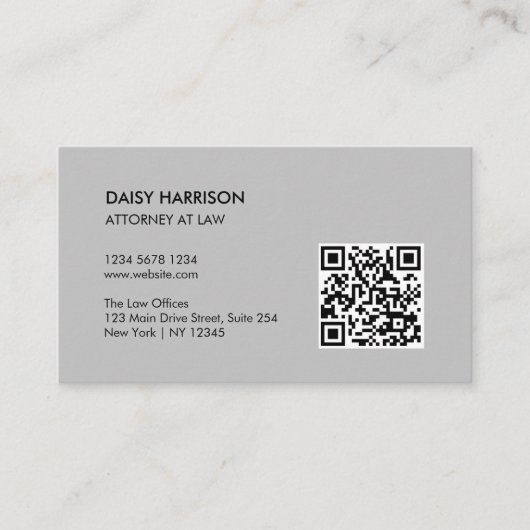 ミニマルプロフェッショナルQRコードグレー 名刺 (正面)