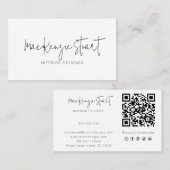 ミニマルプロフェッショナルQRコードシンプルモダン 名刺 (正面/裏面)