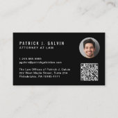 ミニマルプロフェッショナルQRコードフォトブラック 名刺 (正面)