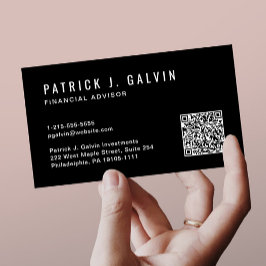 ミニマルプロフェッショナルQRコードブラック 名刺