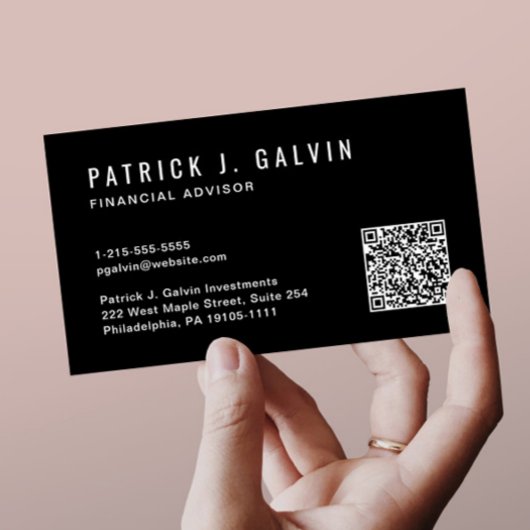 ミニマルプロフェッショナルQRコードブラック 名刺