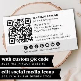 ミニマルプロフェッショナルQRコードホワイト名刺 名刺
