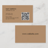 ミニマルプロフェッショナルQRコード淡い茶色 名刺 (正面/裏面)