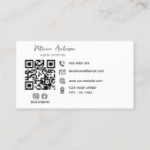 ミニマルプロフェッショナルQRコード赤面ピンク 名刺 (裏面)