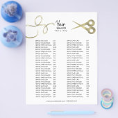 ミニマルヘアサロン価格リスト ブラック&ゴールド チラシ (シングル)