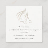 ミニマルヘアスタイリスト黒髪と白髪のシザー スクエア名刺 (裏面)