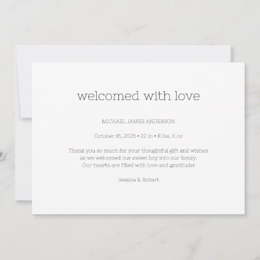 ミニマルベビーありがとうお誕生発表カード サンキューカード (裏面)