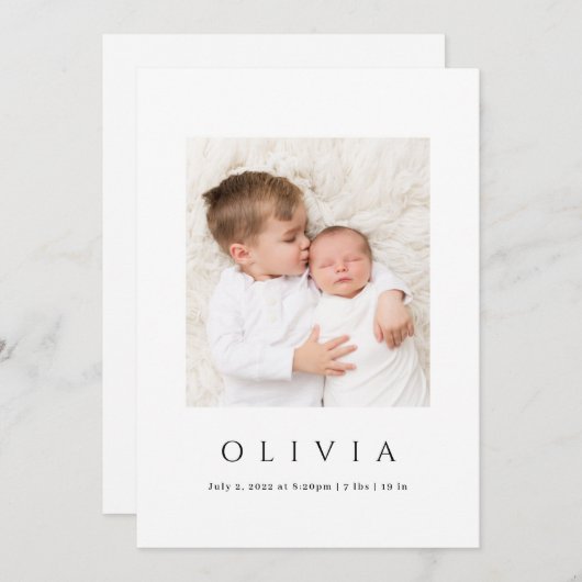 ミニマルベビーのお知らせ 案内状 (正面/裏面)