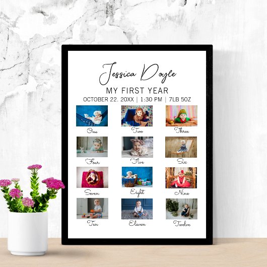 ミニマルベビーの初年度1回目の誕生日パーティー ポスター