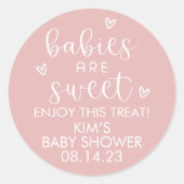 ミニマルベビーは甘い赤ちゃんシャワーピンク ラウンドシール (正面)