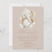 ミニマルベビーエレファントブラウンベビーシャワー 招待状 (正面)