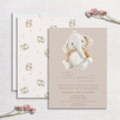 ミニマルベビーエレファントブラウンベビーシャワー 招待状