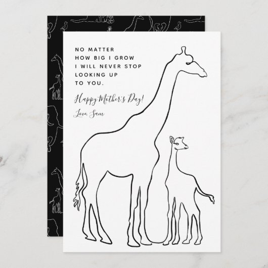 ミニマルベビーキリン線アートマザーズデイカード カード (正面/裏面)