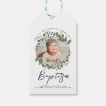 ミニマルベビーバプテスマ招待状と写真