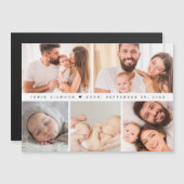 ミニマルベビーフォトコラージュシンプル誕生 マグネット招待状 (正面/裏面)
