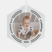 ミニマルベビーフォト初めてのクリスマス ガラスオーナメント (裏面)