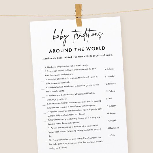 ミニマルベビー伝統ベビーシャワーゲーム