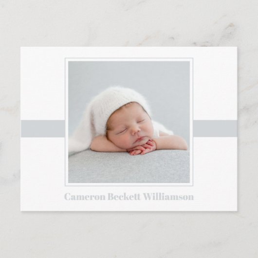 ミニマルベビー写真の誕生発表 ポストカード (正面)