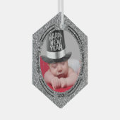 ミニマルベビー写真初新年 ガラスオーナメント (正面右)