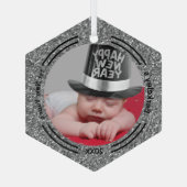 ミニマルベビー写真初新年 ガラスオーナメント (裏面)