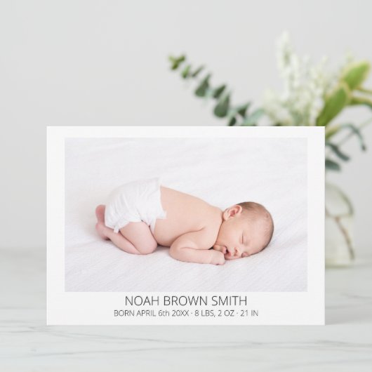 ミニマルベビー写真誕生 案内状 (スタンド正面)