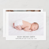 ミニマルベビー写真誕生 案内状 (正面/裏面)