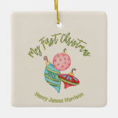 ミニマルベビー初めてのクリスマス男女兼用 セラミックオーナメント (正面)