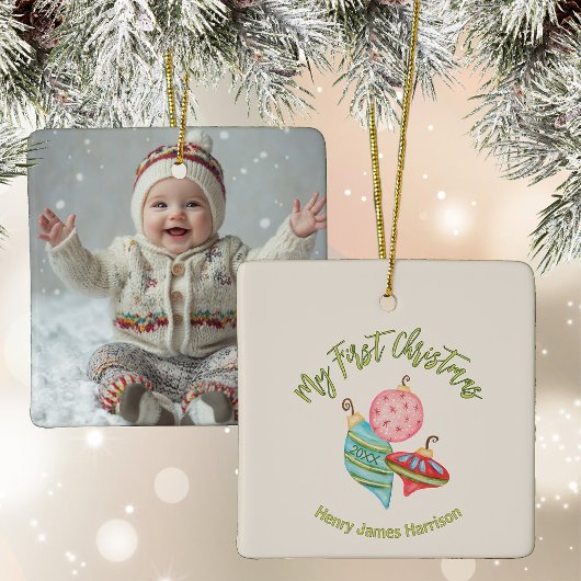 ミニマルベビー初めてのクリスマス男女兼用 セラミックオーナメント