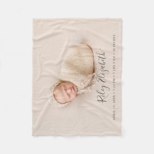 ミニマルベビー名誕生統計と写真生まれたばかりの フリースブランケット (正面)