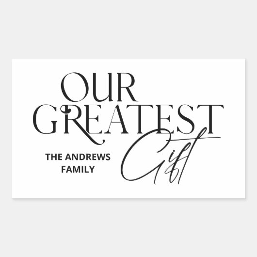 ミニマルベビー発表クリスマス 長方形シール (正面)