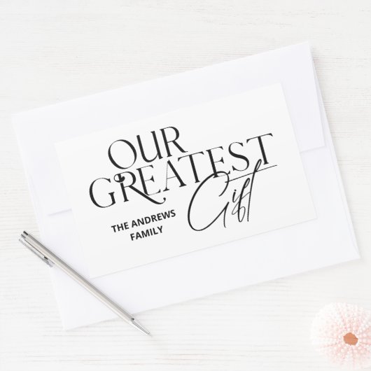 ミニマルベビー発表クリスマス 長方形シール (封筒)