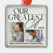 ミニマルベビー発表5写真クリスマス メタルオーナメント (正面)