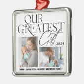 ミニマルベビー発表5写真クリスマス メタルオーナメント (左)