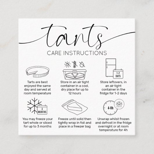 ミニマルベーカリーキッシュ・パイのタルトの気に指示 スクエア名刺 (正面)