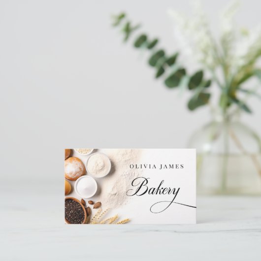 ミニマルベーキング製品ベーカリーパティシシェフケーキ 名刺 (スタンド正面)