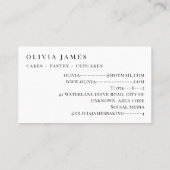 ミニマルベーキング製品ベーカリーパティシシェフケーキ 名刺 (裏面)