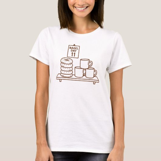 ミニマルベーグルデイカフェ ラインアート Tシャツ (正面)