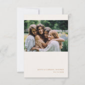 ミニマルベージュのブライダルシャワー サンキューカード (裏面)