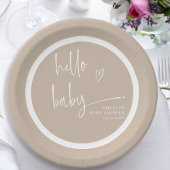 ミニマルベージュハローモダンベビーベビーシャワー ペーパープレート