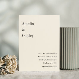 ミニマルベージュ色エレガントブラックシモダンック結婚ス 招待状