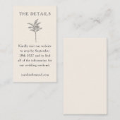 ミニマルベージュ色パームツリーラインアートエレガントな結婚式 エンクロージャーカード (正面/裏面)