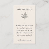 ミニマルベージュ色パームツリーラインアートエレガントな結婚式 エンクロージャーカード (正面)