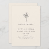 ミニマルベージュ色パームツリーラインアートエレガントな結婚式 招待状 (正面/裏面)