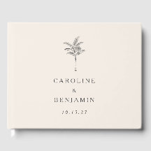 ミニマルベージュ色パームツリーラインアートカスタムウェディング