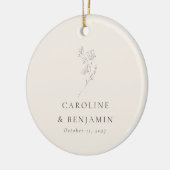 ミニマルベージュ色フローララインア結婚ートのカスタム セラミックオーナメント (左)