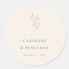 ミニマルベージュ色フローララインア結婚ートのカスタム ラウンドシール