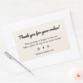 ミニマルベージュ色ホワイトブラックサンキューショップ 長方形シール (封筒)