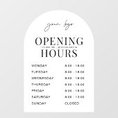 ミニマルホワイトアーチビジネスロゴ営業時間 ウィンドウサイン (シート)