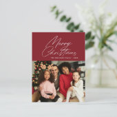 ミニマルホワイトスクリプトクリスマスホリデーカード ポストカード (スタンド正面)